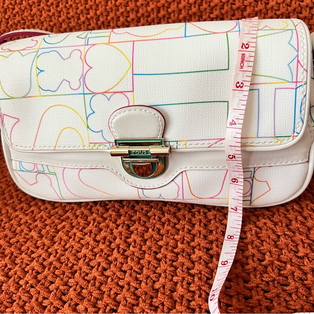 Tous Crossbody Bag - Multicolored Monogram Canvas - White Leather - - Picture 8 of 13